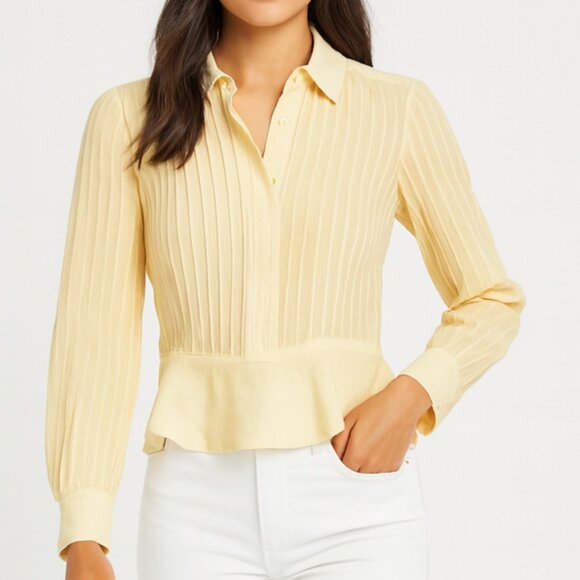 Marc Jacobs Tops - Marc Jacobs Pintuck Pleated Peplum Blouse Sz 4 Butternut Yellow NWT